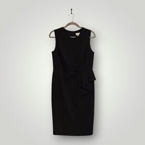 Ann Taylor Dress‎ Womens 6 Black Stretch Sheath Sleeveless Asymmetrical Peplum